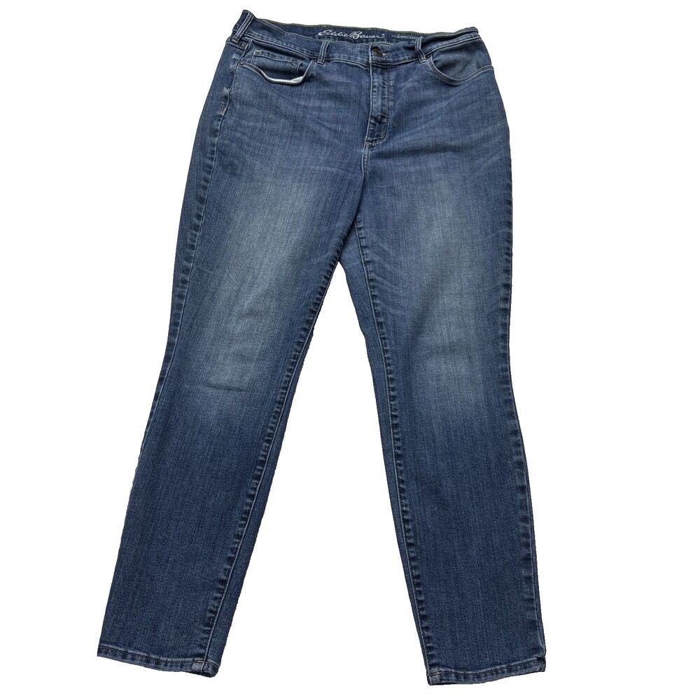 Eddie Bauer Womens Slightly Curvy Skinny Jeans Size 14 Blue High Rise